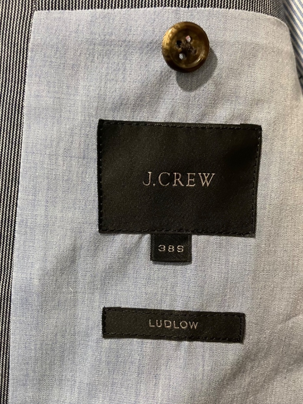 J Crew Ludlow Slim Suit Jacket Blazer Cotton White Navy Stripe - Picture 9 of 10